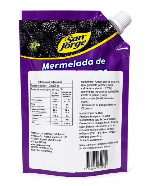 MERMELADA DE MORA DOYPACK 200gr SAN JORGE